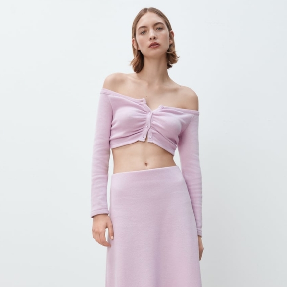 Soft Ruched Cardigan Zara Mauve - Picture 8 of 12